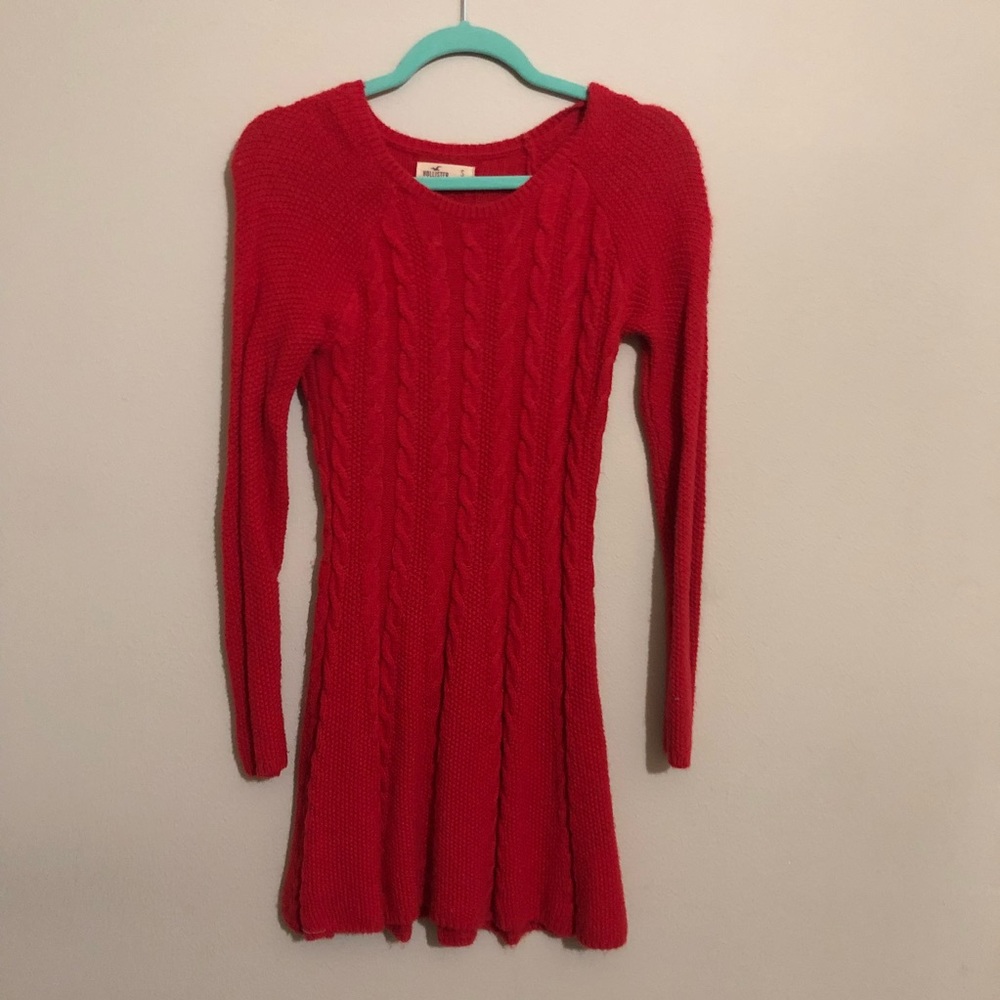 Cozy red knit skater dress